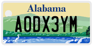 A0DX3YM  license plate in AL