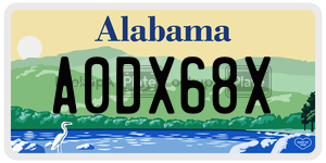 A0DX68X  license plate in AL