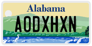A0DXHXN  license plate in AL