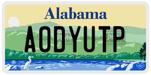 A0DYUTP  license plate in AL