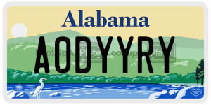 A0DYYRY  license plate in AL
