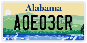 A0E03CR  license plate in AL