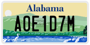 A0E1D7M  license plate in AL