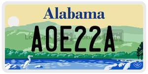 A0E22A  license plate in AL