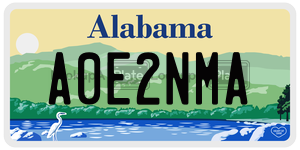 A0E2NMA  license plate in AL