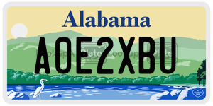 A0E2XBU  license plate in AL