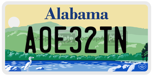 A0E32TN  license plate in AL