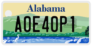 A0E40P1  license plate in AL