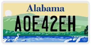 A0E42EH  license plate in AL