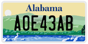 A0E43AB  license plate in AL