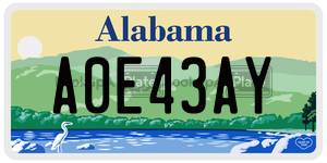 A0E43AY  license plate in AL