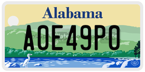 A0E49P0  license plate in AL