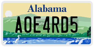 A0E4RD5  license plate in AL