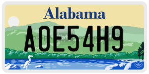 A0E54H9  license plate in AL