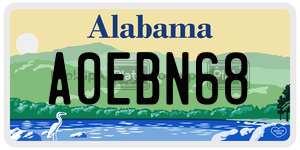 A0EBN68  license plate in AL