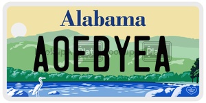 A0EBYEA  license plate in AL