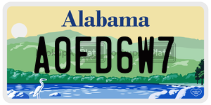 A0ED6W7  license plate in AL