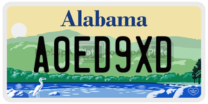 A0ED9XD  license plate in AL