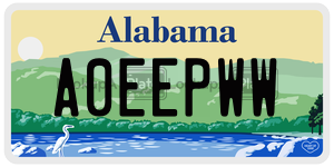 A0EEPWW  license plate in AL