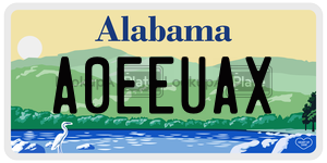 A0EEUAX  license plate in AL