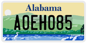 A0EH085  license plate in AL