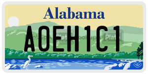 A0EH1C1  license plate in AL