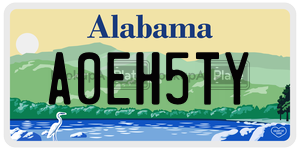 A0EH5TY  license plate in AL