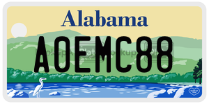 A0EMC88  license plate in AL
