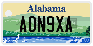 A0N9XA  license plate in AL