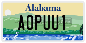 A0PUU1  license plate in AL