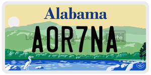 A0R7NA  license plate in AL