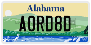 A0RD8D  license plate in AL