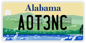 A0T3NC  license plate in AL