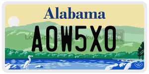 A0W5X0  license plate in AL