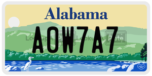 A0W7A7  license plate in AL