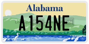 A154NE  license plate in AL