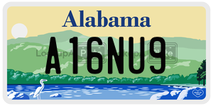 A16NU9  license plate in AL