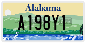 A198Y1  license plate in AL