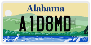 A1D8MD  license plate in AL