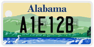A1E12B  license plate in AL