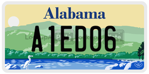 A1ED06  license plate in AL