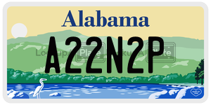 A22N2P  license plate in AL