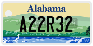 A22R32 license plate in Alabama