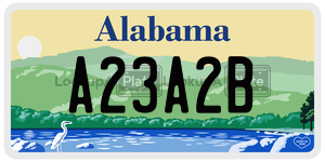 A23A2B  license plate in AL