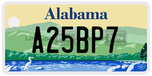 A25BP7  license plate in AL