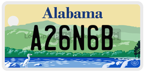 A26N6B  license plate in AL