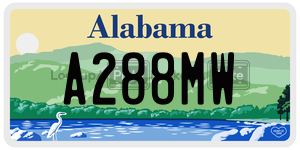 A288MW  license plate in AL