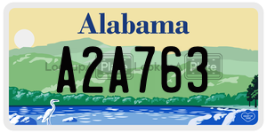 A2A763  license plate in AL