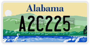 A2C225  license plate in AL