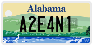 A2E4N1  license plate in AL